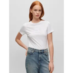 T-shirt uni embossé blanc femme - Hugo | wimod