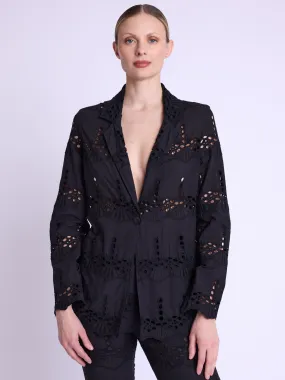 VIZENA | Veste noire avec broderie anglaise